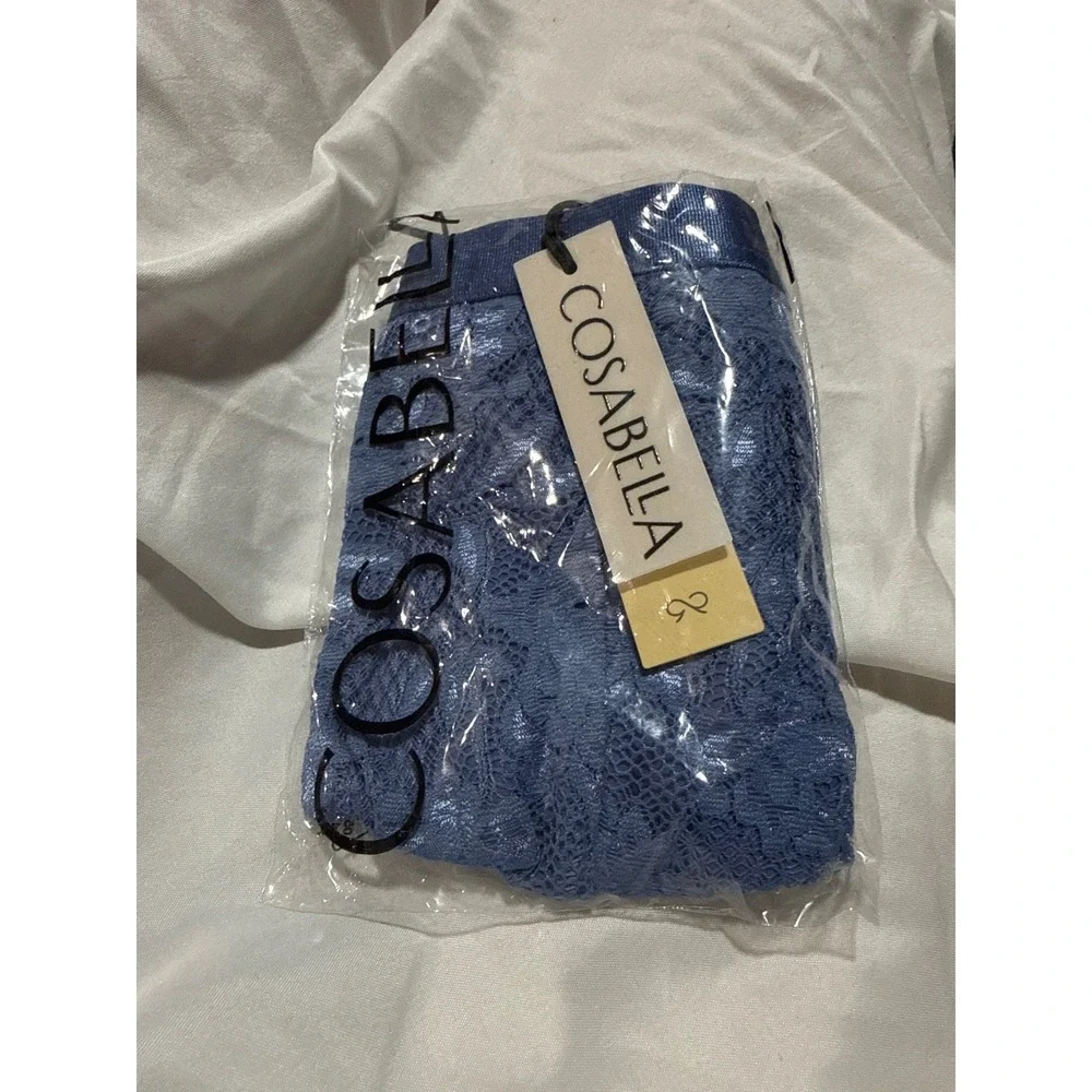 Cosabella Never Say Never Sheer Lace‎ Men's Thong Luzerne Blue NWT size M